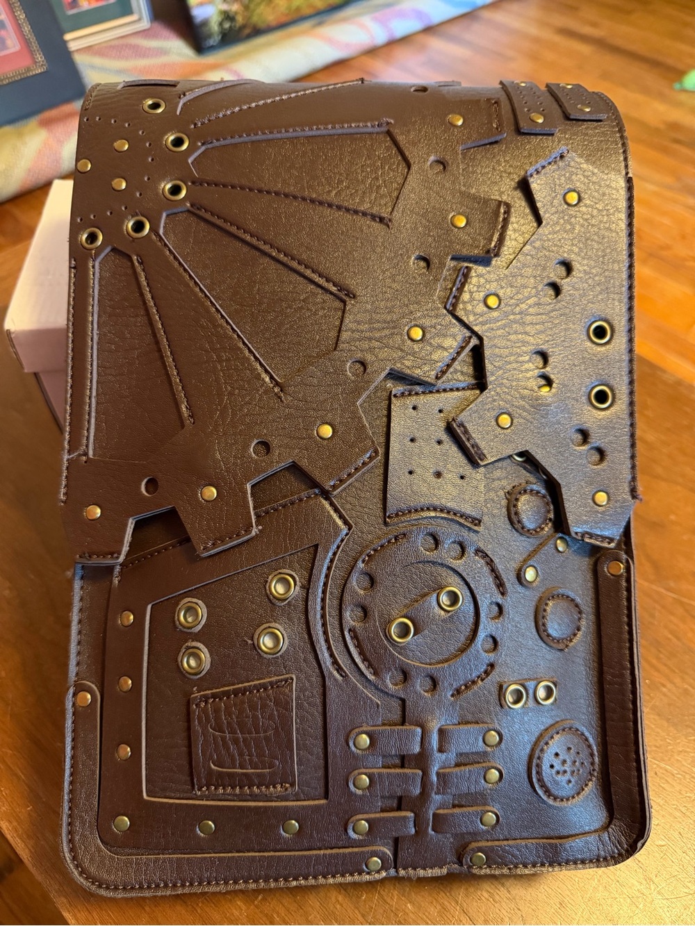 Brown Steampunk-Style Leather Crossbody/backpack Bag